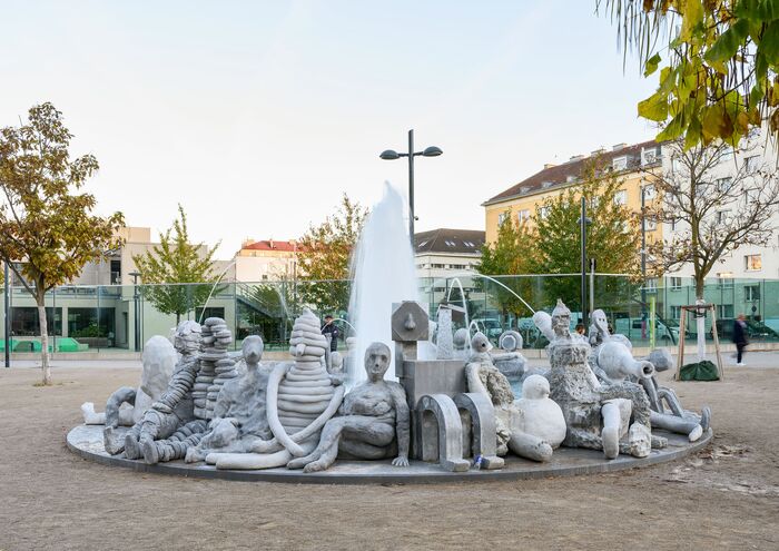 Gelatin: WirWasser,. Installation/Brunnen, Gudrunstraße/Sonnwendgasse, 1100 Wien